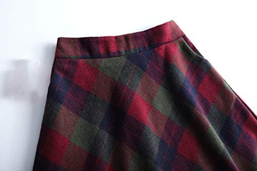 Biilyli Women's Elegant Plaid Wool High-Waisted Maxi Skirt