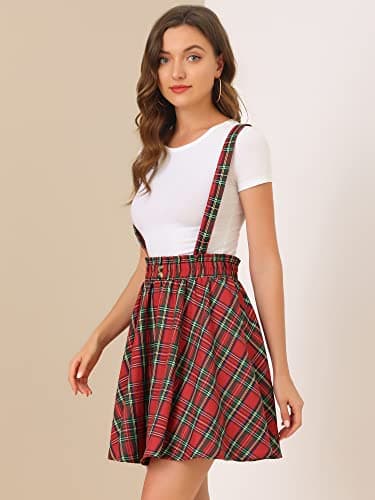 Allegra K Women's Christmas Plaid Mini Skirt