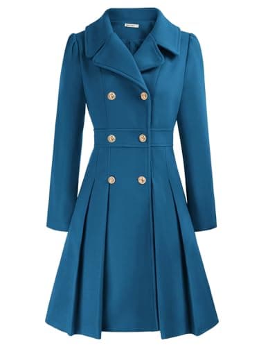 GRACE KARIN Women's Trench Coat Notch Lapel Double Breasted Pea Coat Jacket
