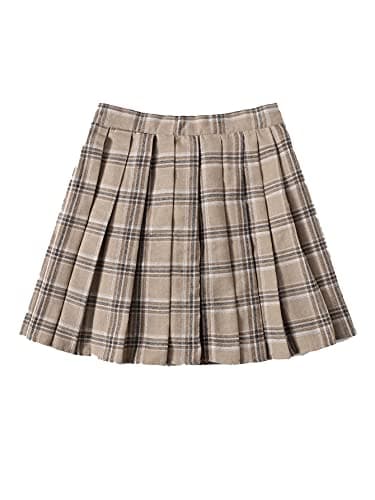 Women's Casual Plaid High Waist A-Line Mini Skirt for WDIRARA — Khaki Tartan 02
