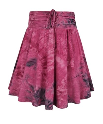 RITERA Plus Size Flared Casual Mini Skater Skirt/Pleated Plaid XL-5XL — A1-red Tie Dye