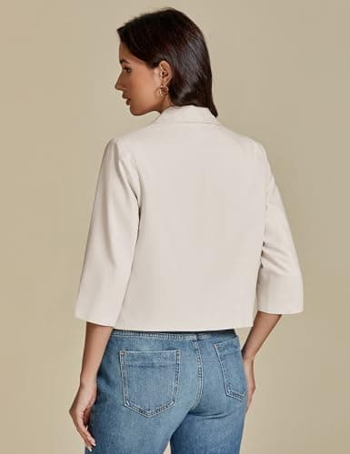 Luvamia Women's Lightweight Cropped Linen Blazer Jackets