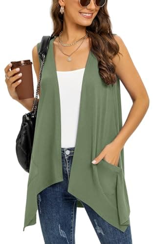 Veryoung Women's Lightweight Floral Long Sleeve Cardigan with Pockets — C15-olive_green-sleeveless