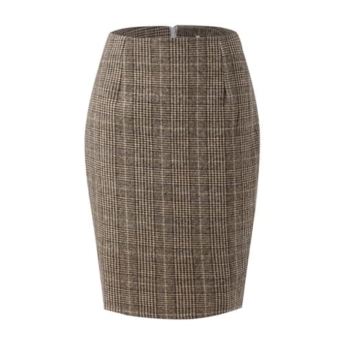 2024 Fall/Winter High Waist Wool Plaid Skirt for Women - Casual and Bodycon — 04 Coffee