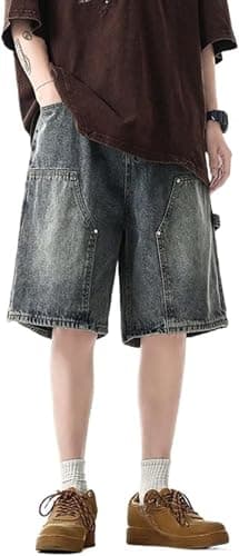 IDEWO Unisex Y2K Baggy Jorts Shorts for SummerVintage Jeans Shorts — Blue