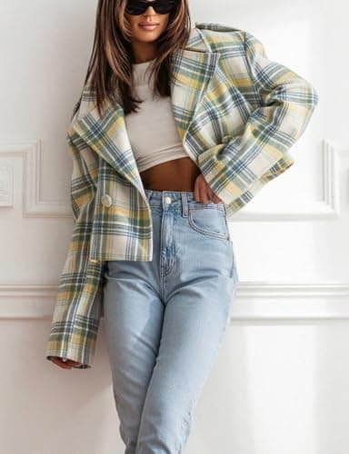 Stylish Plaid Cropped Blazers for Women (Fall/Winter)