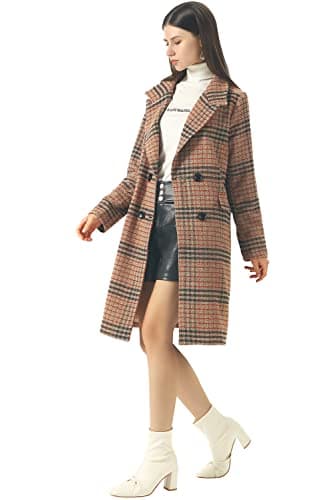 CHARTOU Women's Winter Oversize Woolen Plaid Peacoat Jacket