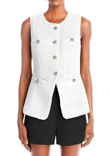 Mina Self Women's 2025 Summer Lightweight Y2K Tweed Vest Top Casual