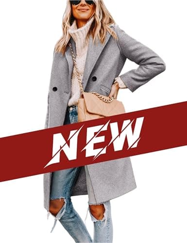Yidarer Women's Mid-Long Wool Notch Lapel Casual Trench Coat — Light Grey