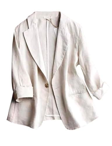 IDEALSANXUN Linen Women's 3/4 Sleeve Lightweight Blazer