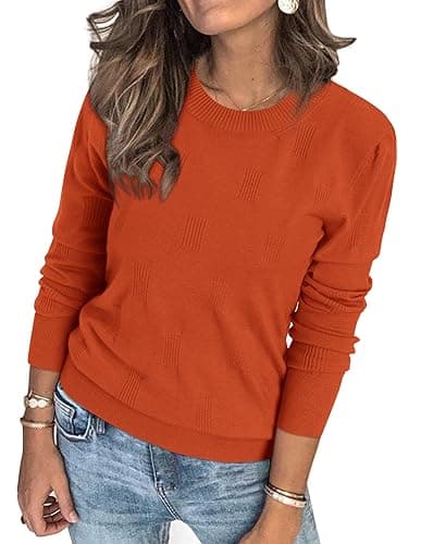 Womens Arach&Cloz Knit Sweater Long Sleeve Casual Spring Outfit Fashion — A-rust