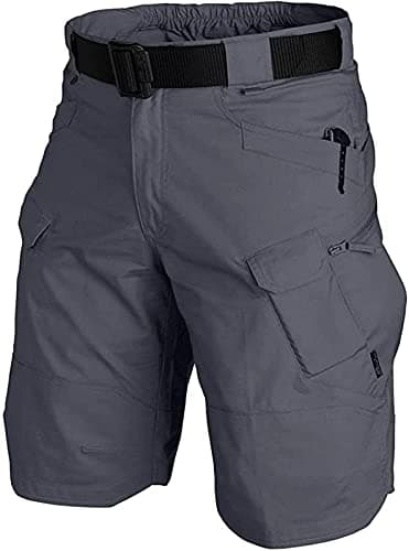 AUTIWITUA Men's Waterproof Tactical Cargo Shorts for Hiking and Fishing — Grey
