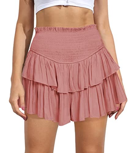 High Waist Ruffle Mini Skirt Women's Fashion — Pink