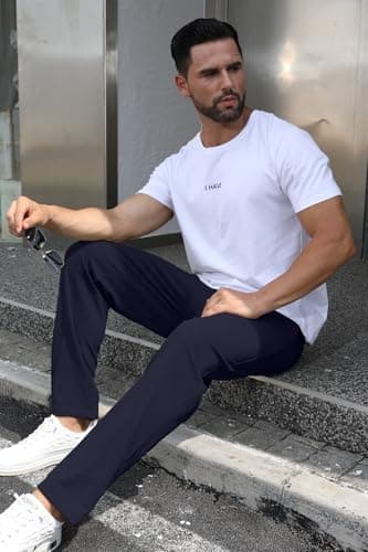 Aiyino Men's Casual Elastic Waist Jogger Pants with Pockets