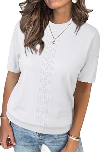 Womens Arach&Cloz Knit Sweater Long Sleeve Casual Spring Outfit Fashion — Off-white-5006