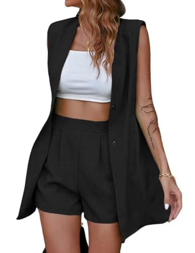 IDEALSANXUN Women's Sleeveless Linen Long Vest Cardigan Tops Spring Summer
