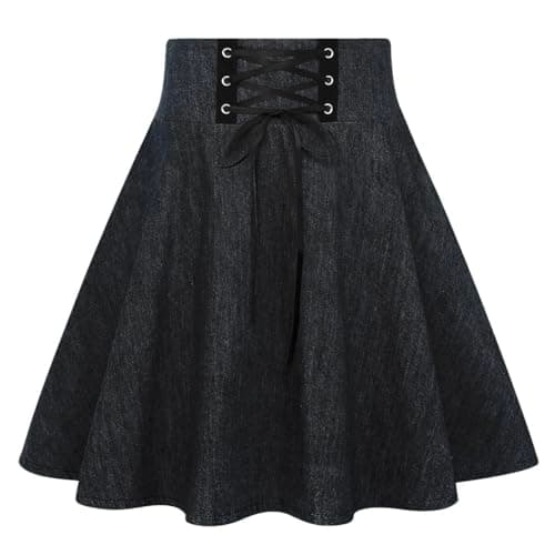 2024 Gothic Plaid Mini Skirts for Women - Short High Waist — Denim Black
