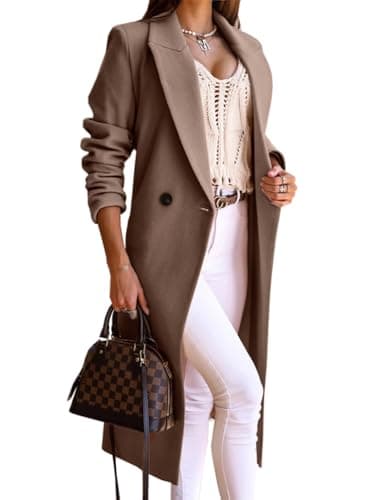 Long Wool Coats for Women - Winter/Fall Peacoat Trench Coat — Dark Khaki
