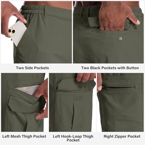 Jessie Kidden Men's Lightweight Quick Dry Water Resistant Fishing Hiking Shorts