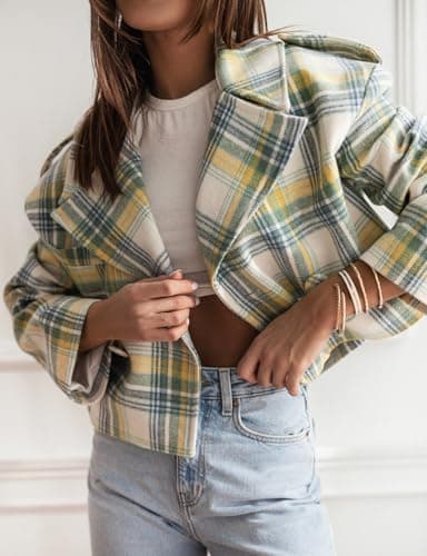 Stylish Plaid Cropped Blazers for Women (Fall/Winter)