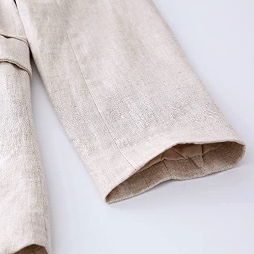 Amazhiyu Women's Pure Linen Long Sleeve Office Blazer Jackets