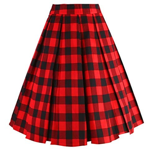 OBBUE Vintage Floral A-line Printed Midi Skirt with Pockets