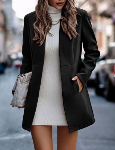 IDEALSANXUN Women's Wool Open Front Blazer Jackets