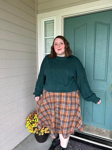 TIYOMI Women's Plus Size Stretchy Swing Corduroy Skater Skirt XL-5XL