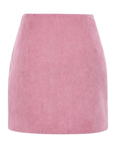 IDEALSANXUN High-Waisted Knee-Length Corduroy Skirt for Women — Pink