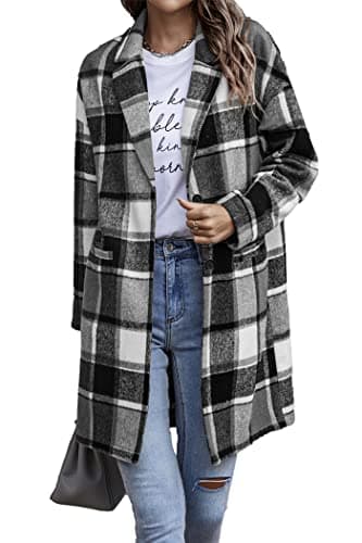 PrettyGarden Women's Plaid Winter Jacket With Pockets — Grey