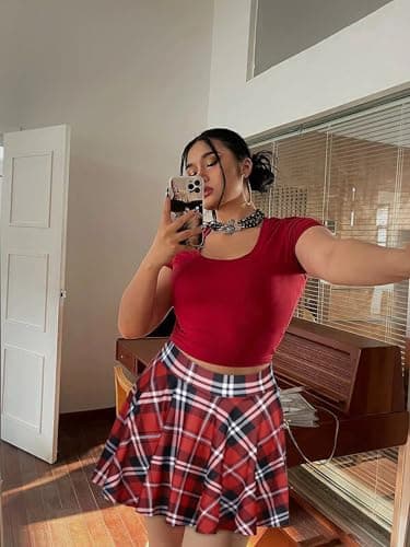 JOELLYUS Plus Size Pleated Mini Skirt for Women