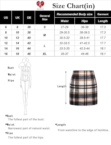 2024 Plaid Pencil Skirt for Women
