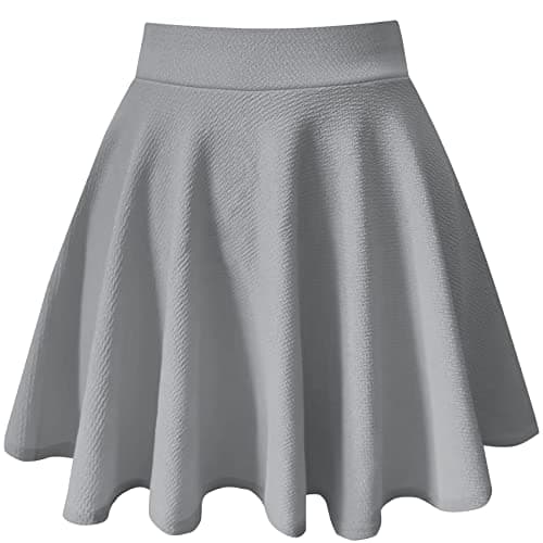 PUKAVT Women's A-Line Mini Flared Stretchy Skater Party Skirt — Grey