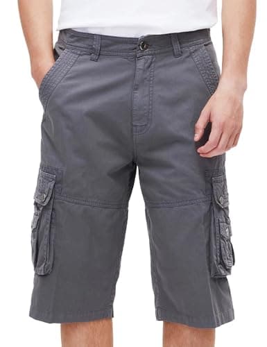 Best South Men's Comfortable Twill Cargo Shorts with Multiple Pockets — Grey