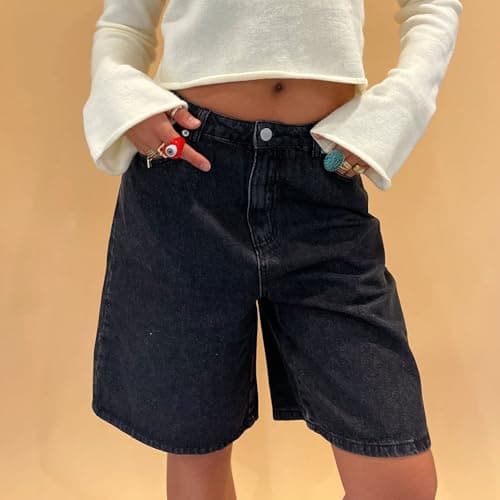 Winioder Y2K Wide Leg Denim Jean Shorts for Women
