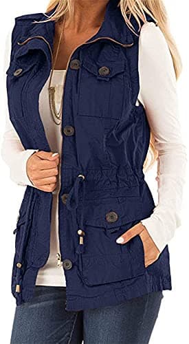 Casual Military Utility Vest for Women — Navy