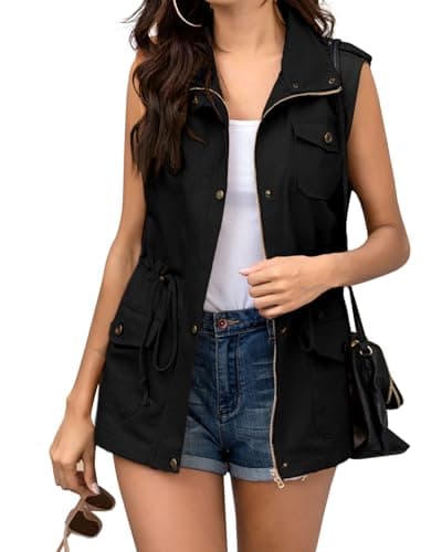 Beyove Women's Lightweight Sleeveless Military Anorak Cargo Vest