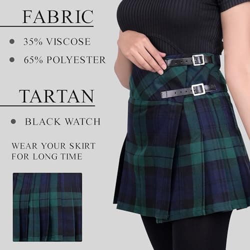 Highland Redstone Women's Plaid Mini Kilt Skirt in Traditional Touch