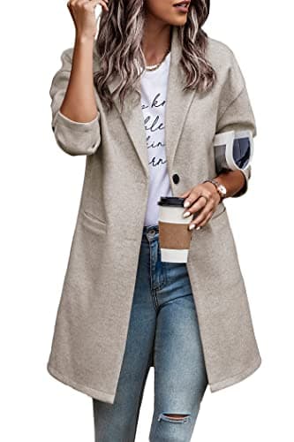 PrettyGarden Women's Plaid Winter Jacket With Pockets — Solid Apricot
