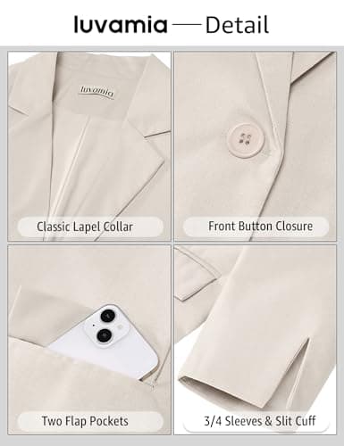 Luvamia Women's Lightweight Cropped Linen Blazer Jackets