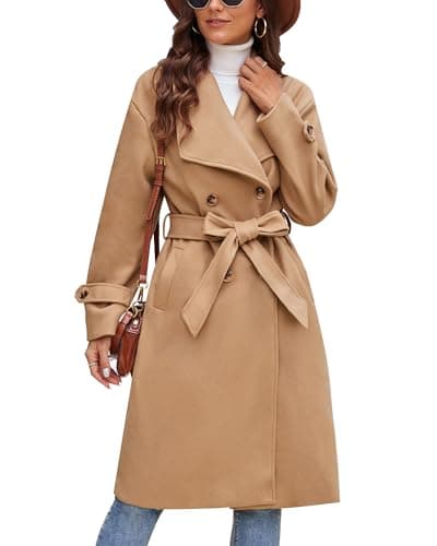 GRACE KARIN Women's Wool Double Breasted Winter Coat with Pockets