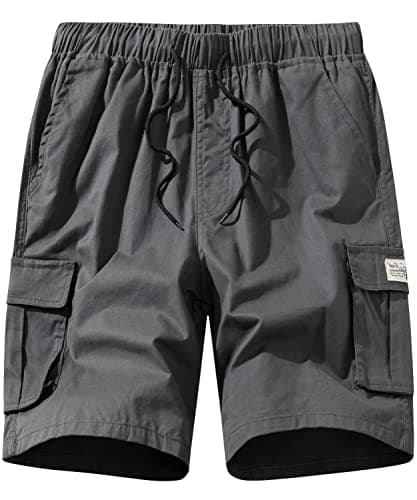 Vcansion Men's Casual Cotton Camo Cargo Shorts with Multiple Pockets — 02grey