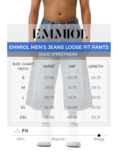 EMMIOL Mens Summer Baggy Jean Shorts with Pockets