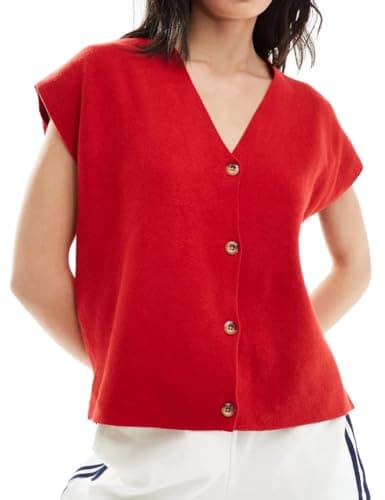 IDEALSANXUN Women's Oversized V-Neck Sweater Vest 2024