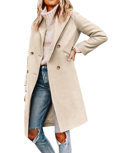 Yousify Women's Double Breasted Winter Pea Coat — 09-beige