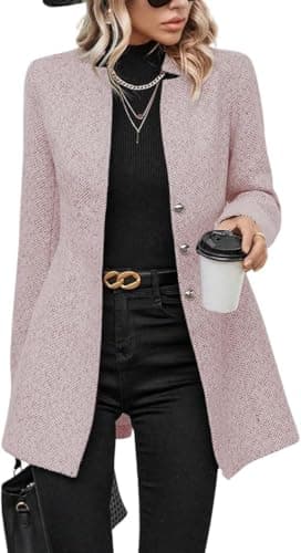 Yoeasy Women's Mid-Length Wool Blend Pea Coat — Pink