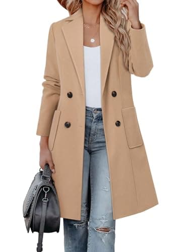 CHICZONE Women's Mid-Length Notch Lapel Double Breasted Wool Coat Winter Overwear