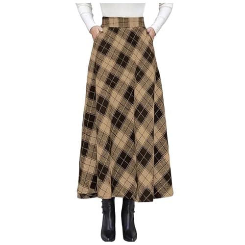 Elastic Waist A-Line Pleated Plaid Flared Skirt for Women