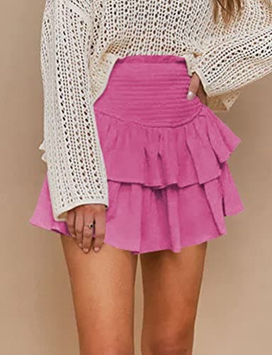 2024 Women's Ruffle Mini Skirt A-Line Pleated Cute Style