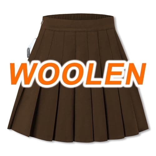 Sangtree Women's Wool Pleated Skirt with Stretch Band, US 4XL, Winterattice — Dark Brown Woolen
